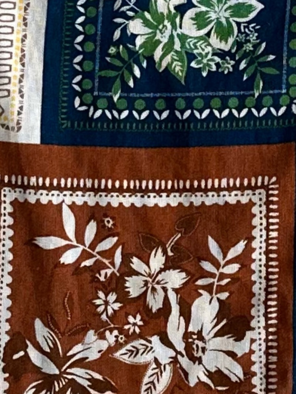 House of Harlow 1960 Linen Floral Patchwork Faux Wrap Midi Skirt Small Boho - Picture 5 of 13